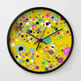Bubble Party Yellow Background Wall Clock