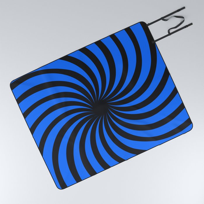 Black and Blue Spinning Hole. Picnic Blanket