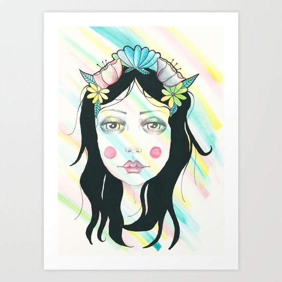 Sleepy Eyed Girl Art Print