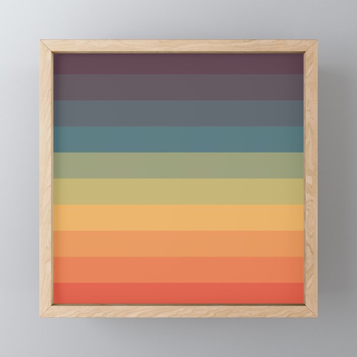 Colorful Retro Striped Rainbow Framed Mini Art Print