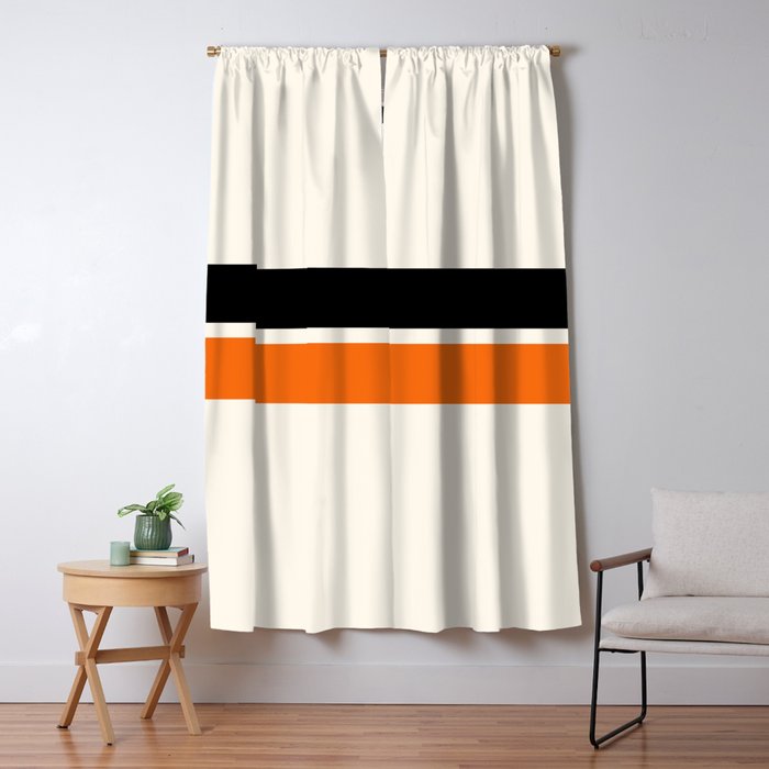 2 Stripes Black Orange Blackout Curtain By Alphaomega Society6