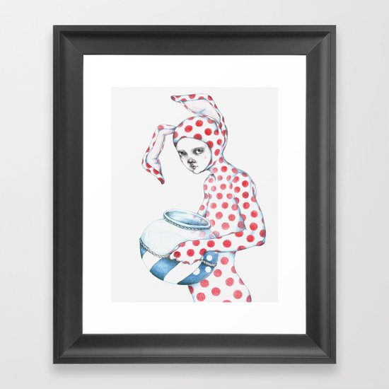 Red Dotted Bunny Framed Art Print