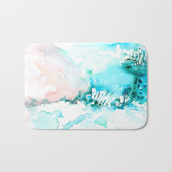 Cotton mountains -abstract watercolor Bath Mat