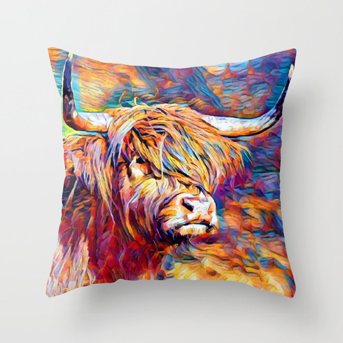 Highland Cow 6 Throw Pillow