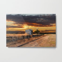 Sunset at the Coonawarra Rail Station Metal Print | Peaceful, Railway, Evening, Sunset, Dusk, Quiet, Beautiful, Deserted, Photo, Australia 