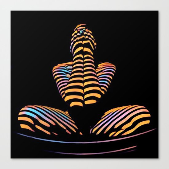 1183s-MAK Nude Abstract Striped Zebra Woman Hands Over Face by Chris Maher Canvas Print