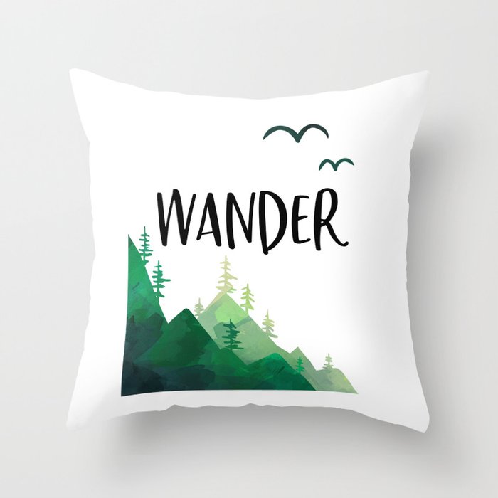 Wander, Wanderlust, Adventure Sign, Clearance Printables, Printable Art Throw  Pillow by printableartsy