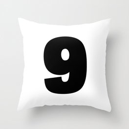 9 (Black & White Number) Throw Pillow