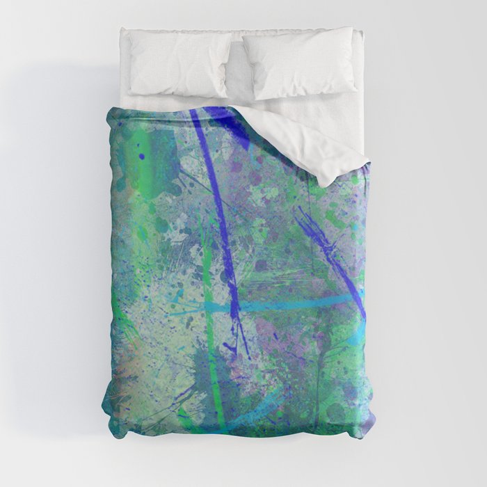 Aquatic Abstract - Blue and Green Duvet Cover