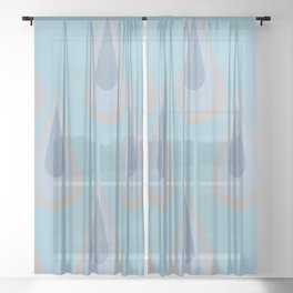 Drippin - Blue Colorful Decorative Art Pattern Sheer Curtain