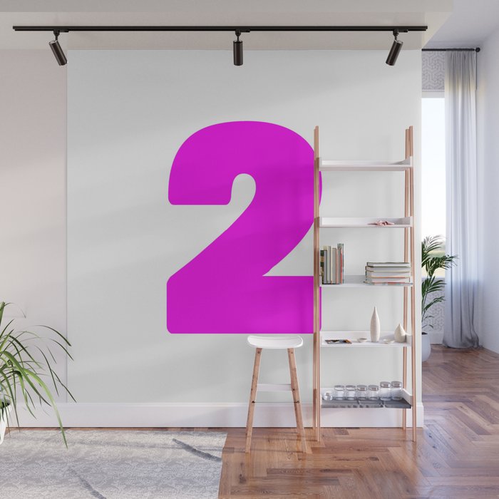2 (Magenta & White Number) Wall Mural
