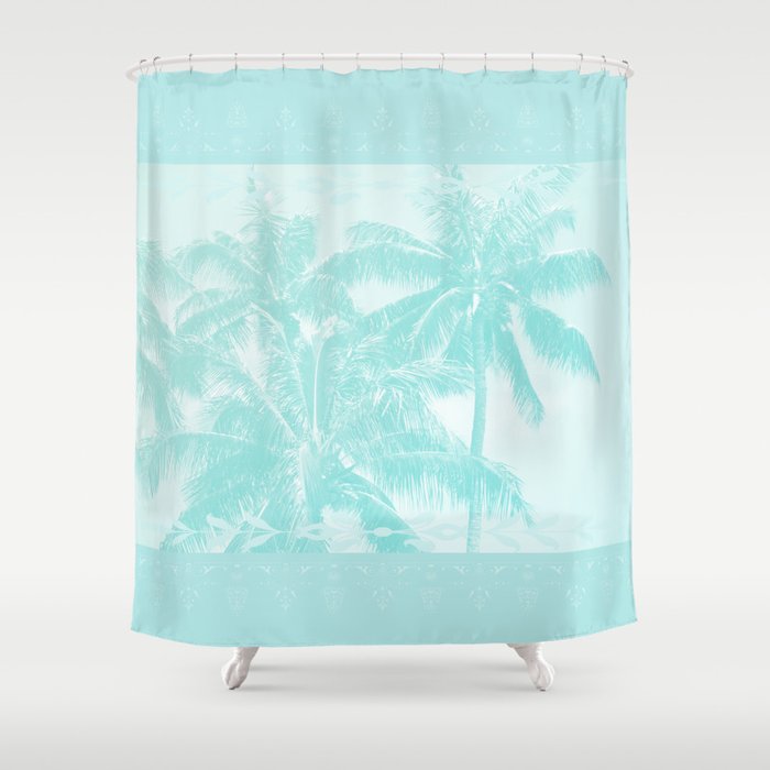 Palm Trees Hawaii Tropical Cyan Shower Curtain By Sharonmau Society6