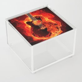 Guitar in Flames Acrylic Box
