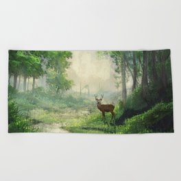 Stag In The Morning Light Beach Towel
