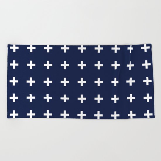 Indigo Navy Blue Cross Plus Beach Towel