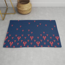 Lobster Squadron on navy background. Area & Throw Rug