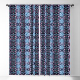 Liquid Light Series 74 ~ Blue & Red Abstract Fractal Pattern Blackout Curtain