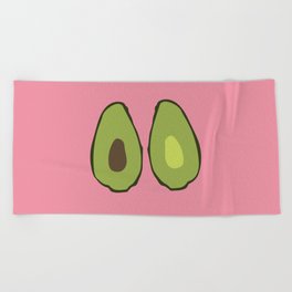 Avo - Minimalistic Avocado Design Pattern on Pink Beach Towel