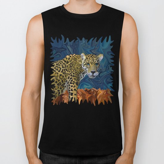 Leopard with the Sky in His Eyes Biker Tank