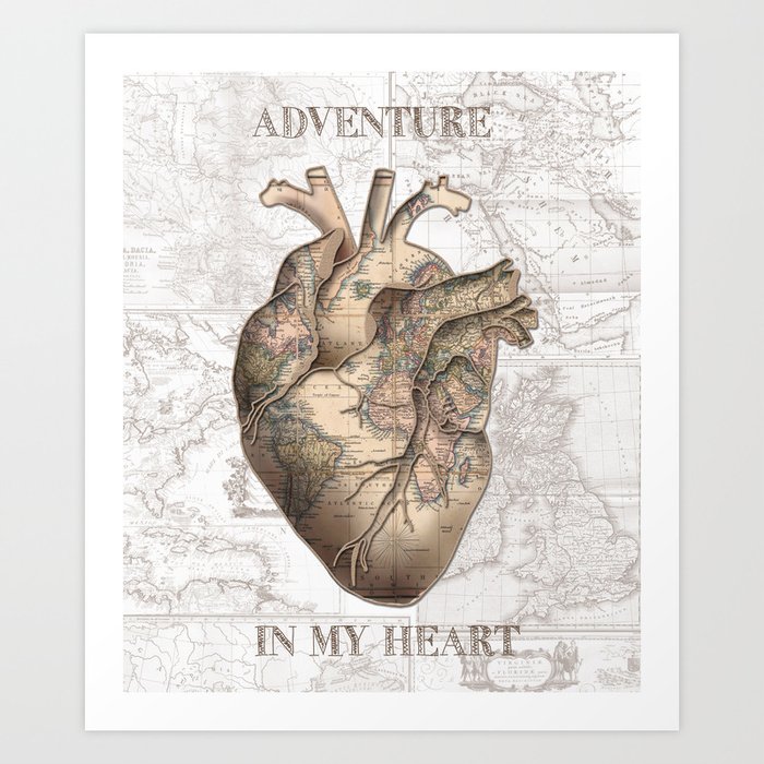 adventure heart-world map 1 Art Print