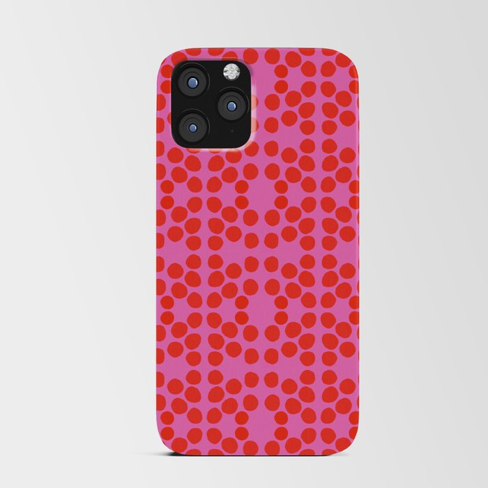 Big Red Dots On Hot Pink Eye Design Mid-Century Modern Scandi Bold Bright Polka Dots Pattern iPhone Card Case