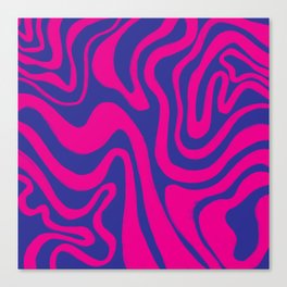 Psychedelic Liquid Swirl in Iridescent Blue + Hot Pink Canvas Print