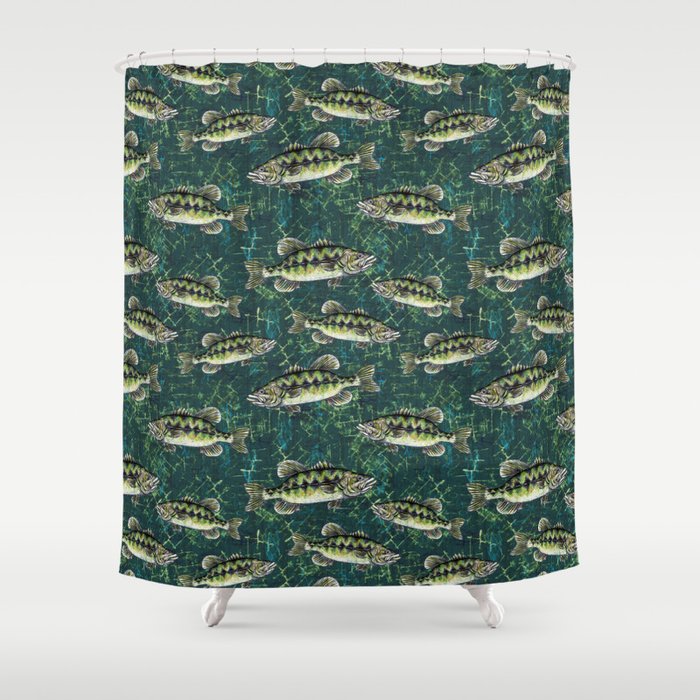 Largemouth Bass Camo Pattern Shower Curtain