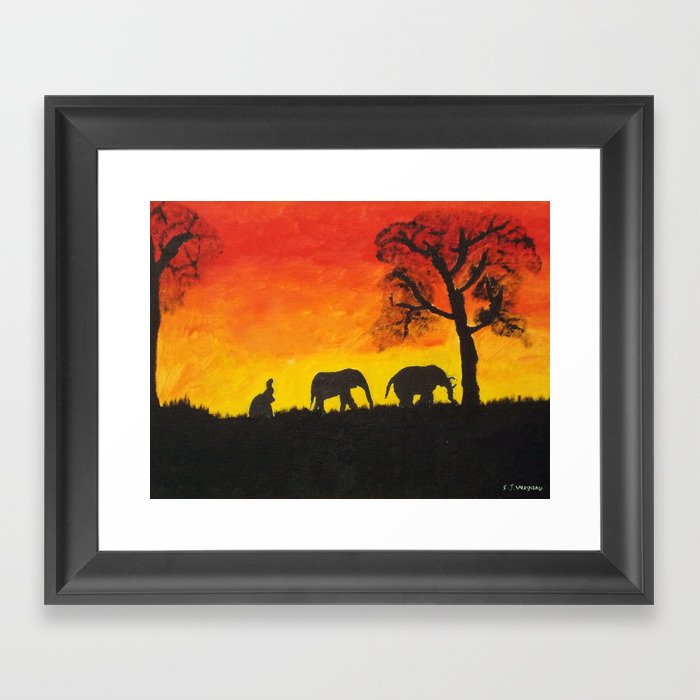 African sunset Framed Art Print