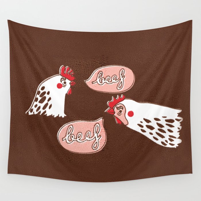 The Chicken Says "Beef" Wall Tapestry