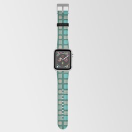 Mid Century Modern Minimalist Squares Lines Teal Apple Watch Band