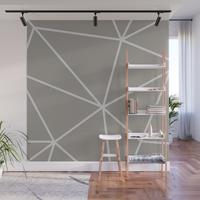 Geometric pattern shapes - white and beige Wall Mural