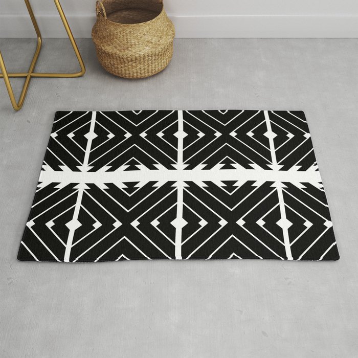 MONOCHROMA Geometrica : Black & White Box Pattern Rug