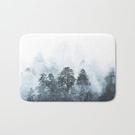 A Redwood Fairy Tale - Aegean Teal Bath Mat | Woods, Abstract, Forest, Vintage, Redwood, Mountains, Trees, Nature, Painting, Wanderlust 