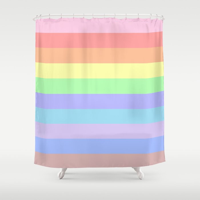 Pastel Rainbow Stripes Shower Curtain By Celestesheffey Society6 Pastel Rainbow Stripes Shower Curtain