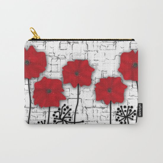 Poppies red n white background . Carry-All Pouch