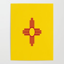 flag new mexico-usa,america,sun,Zia Sun symbol,New Mexican,Albuquerque,Las Cruces,santa fe,roswell Poster