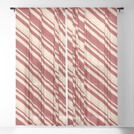 [ Thumbnail: Brown & Bisque Colored Lined Pattern Sheer Curtain ]