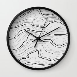 Gray tree rings or rock layers or sea waves Wall Clock