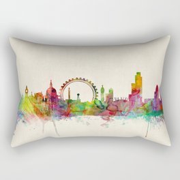London Skyline Watercolor Rectangular Pillow