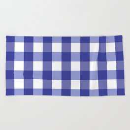Gingham Plaid Pattern (blue/white) Beach Towel