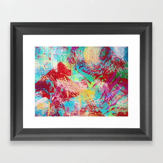 REEF STORM - Fun Bright BOLD Playful Rainbow Colors Underwater Ocean Reef Theme Coral Aquatic Life Framed Art Print