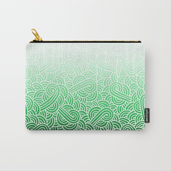 Ombre green and white swirls doodles Carry-All Pouch
