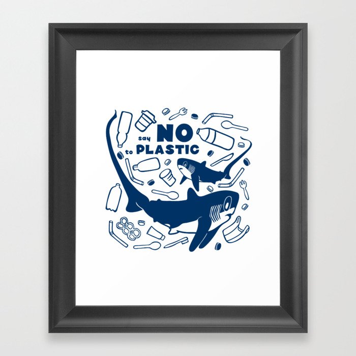 Say No to Plastic- Alopias Framed Art Print