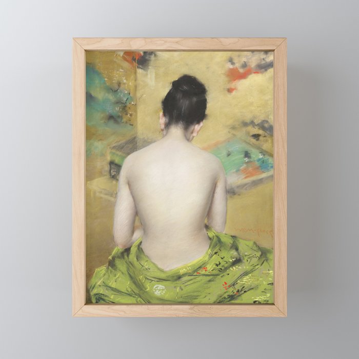 Japanese Woman Sitting on a Kimono Framed Mini Art Print