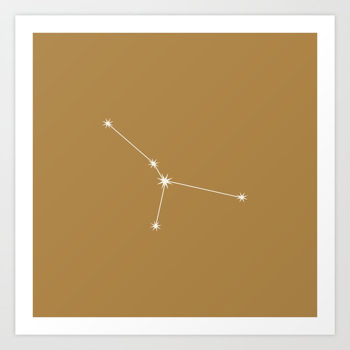 CANCER Vintage Orange – Zodiac Astrology Star Constellation Art Print