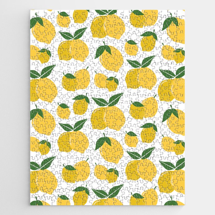 Lemon Print Abstract Retro Lemons Jigsaw Puzzle