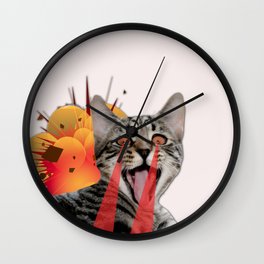 CAT ATTACK! Wall Clock | Comicstyle, Lolfunny, Catapocalypse, Scificat, Lasercat, Collage, Sciencefictionfunny, Collagecat, Funnycat, Bomfire 