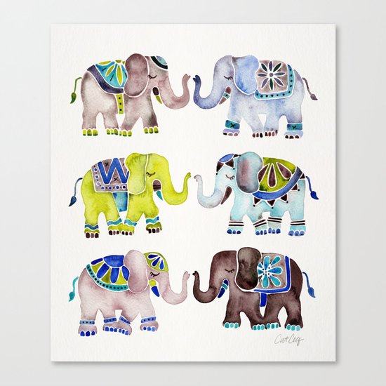 Elephant Collection – Cool Palette Canvas Print