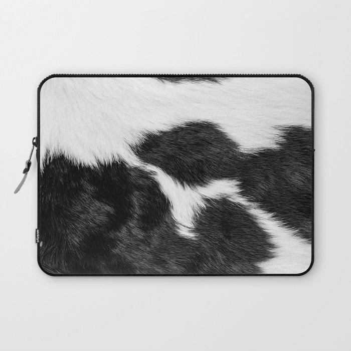 Black and White Cowhide Animal Print Laptop Sleeve