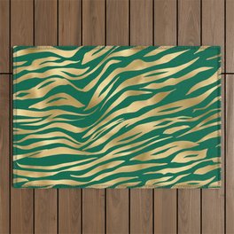 Beautiful Emerald and Gold Safari Patterns Outdoor Rug